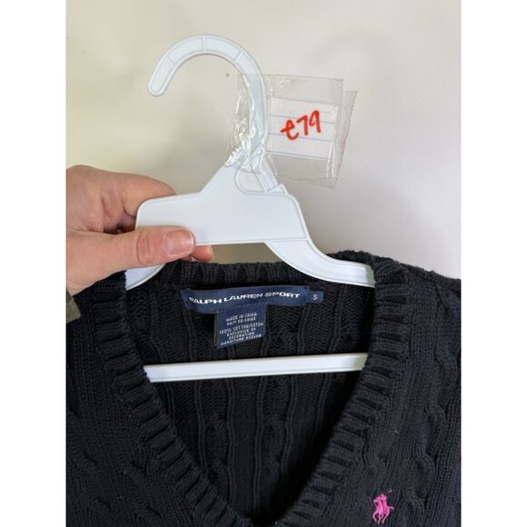 Vintage 90s ralph Lauren Cable Knit Fisherman Faded Sweater Black - Picture 4 of 6